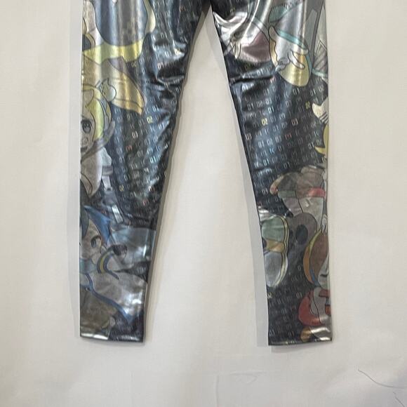 Hatsune Miku Vocaloid Cosplay Leggings Womens Large Silver Graphic Metallic - Picture 5 of 11